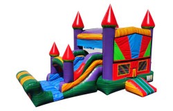 BouncingAngels C257 25FTCOLORFULRAINBOWCASTLECOMBO 2 600x 17490660 1 25ft colorful rainbow castle combo Wet & Dry