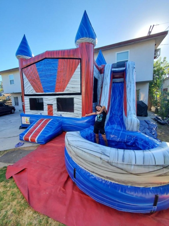 18X16 Red, White and blue castle Jumper